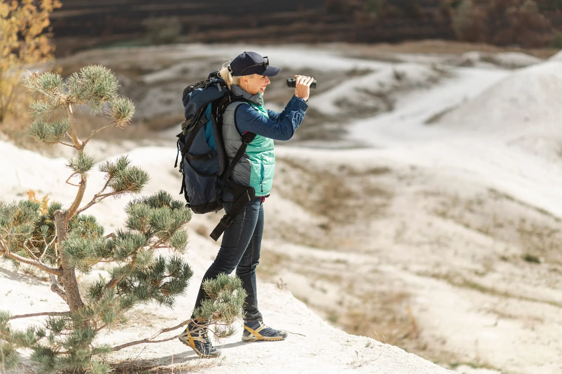 Two different trail setups laid out side by side on a stone surface